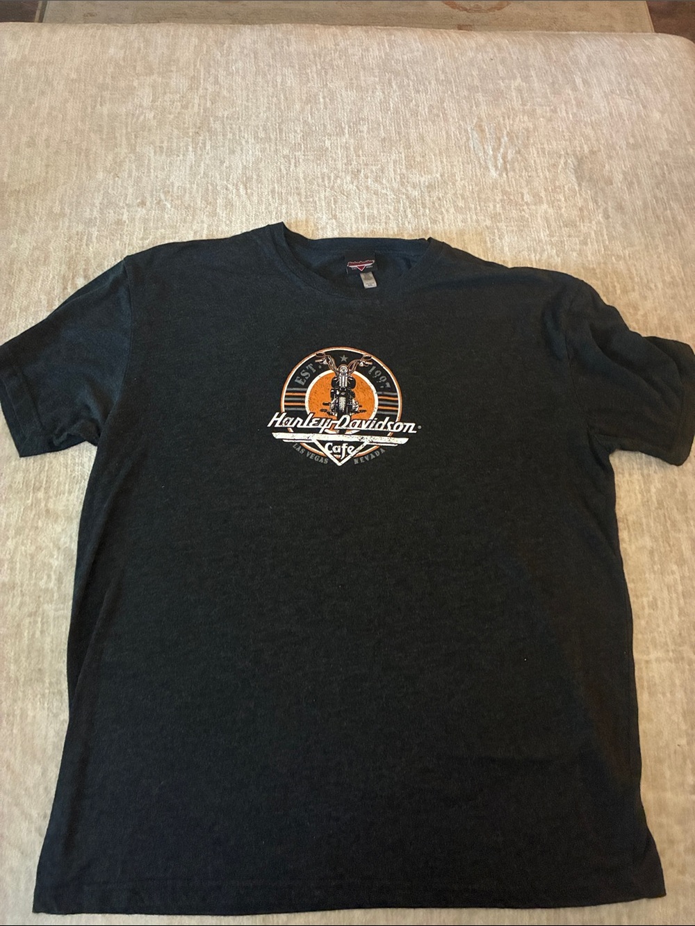 Harley-Davidson Black Tee with Orange & White Emblem